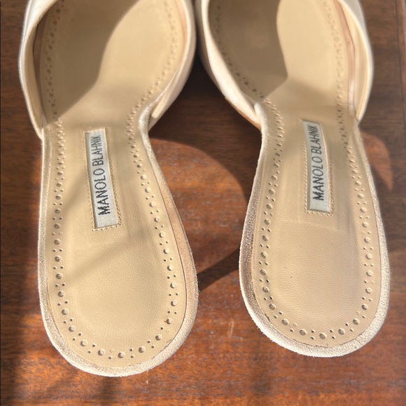 Manolo Blahnik Jada Light Beige Suede Mules - Picture 5 of 8